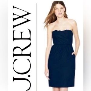 J. Crew Collection Women's Blue Scalloped Strapless mini  Dress size 6